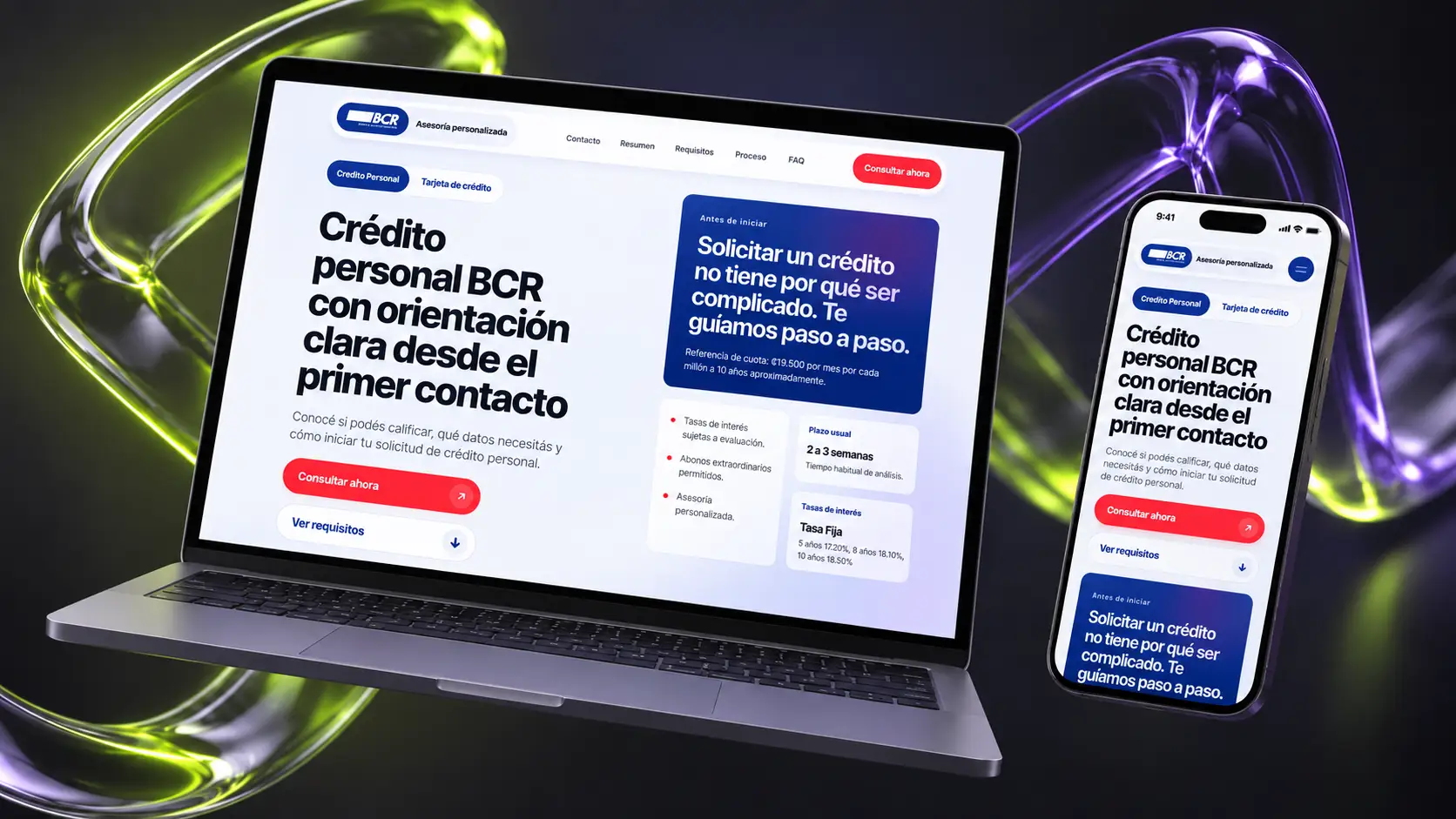 Interfaz de Credit Advisory para presentar información sobre créditos y facilitar consultas